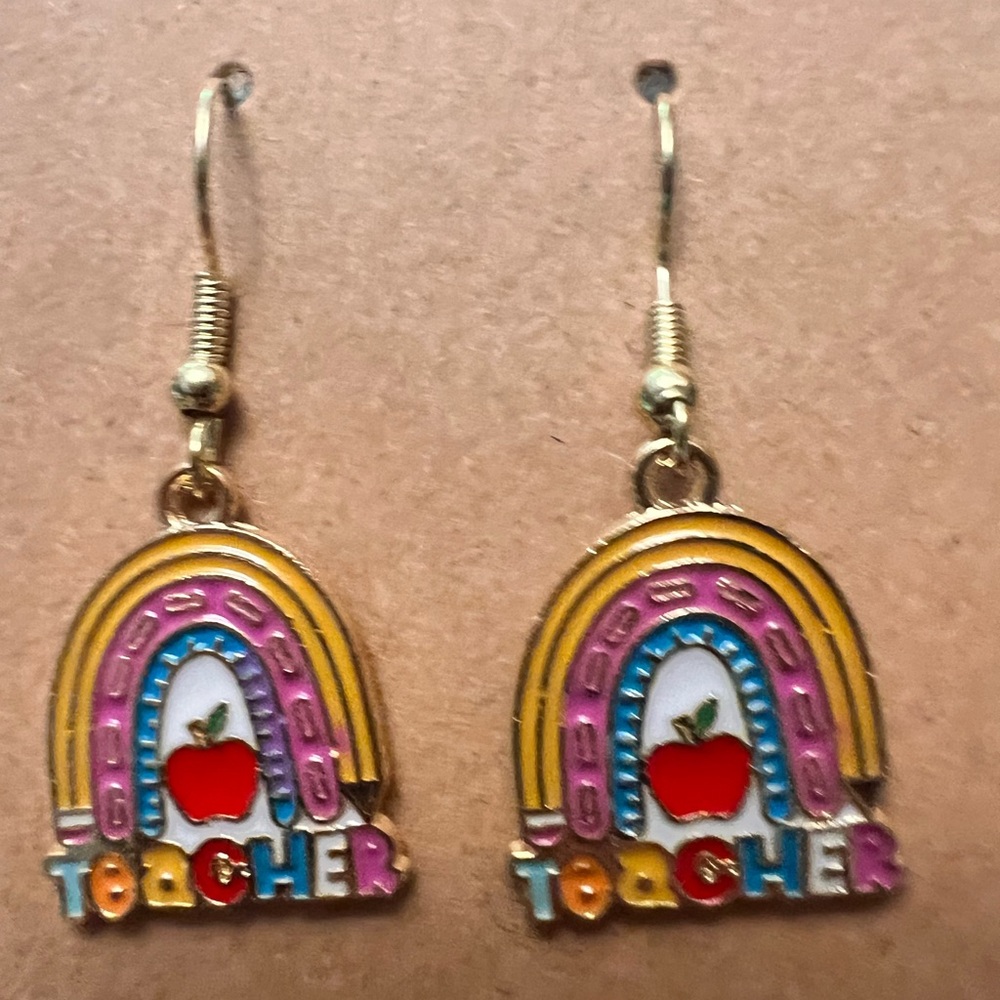 Colorful Rainbow Teacher Earrings